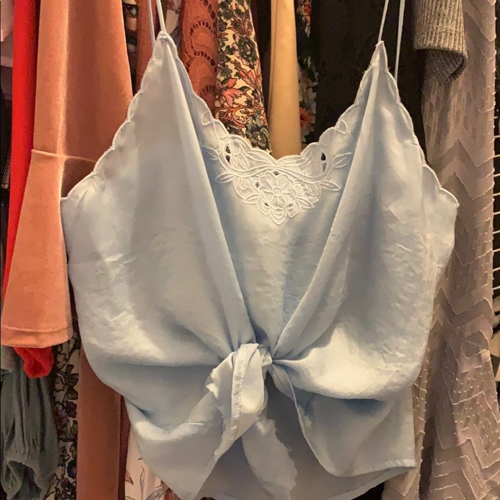 Baby blue Chiffon crop top
